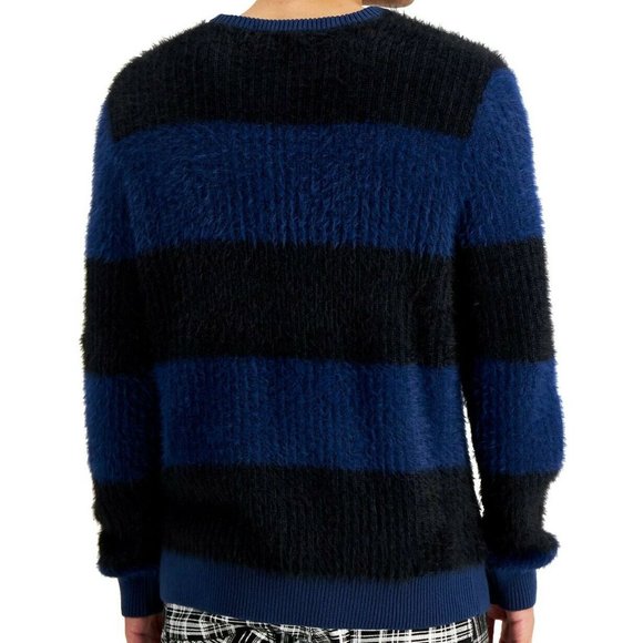 INC International Concepts Men's Timeless Navy Fuzzy Striped Sweater X-Small - Picture 2 of 4